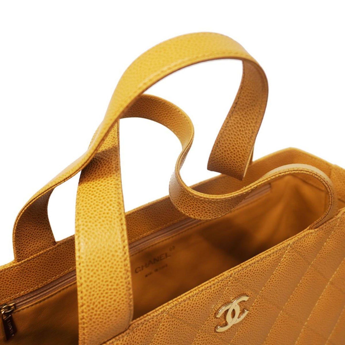 Chanel Tote Bag Matelasse Caviar Skin Beige Champagne Women's