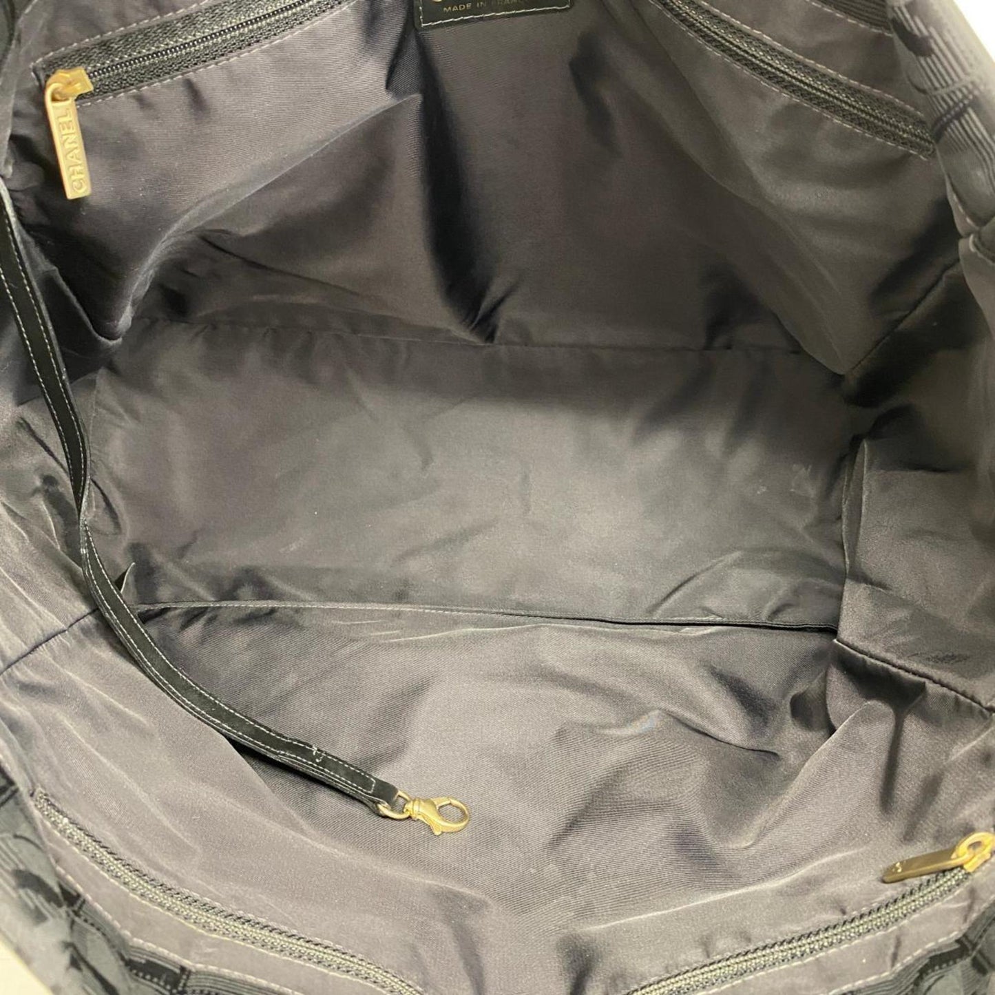 Chanel Tote Bag New Travel Nylon Black Champagne Women's