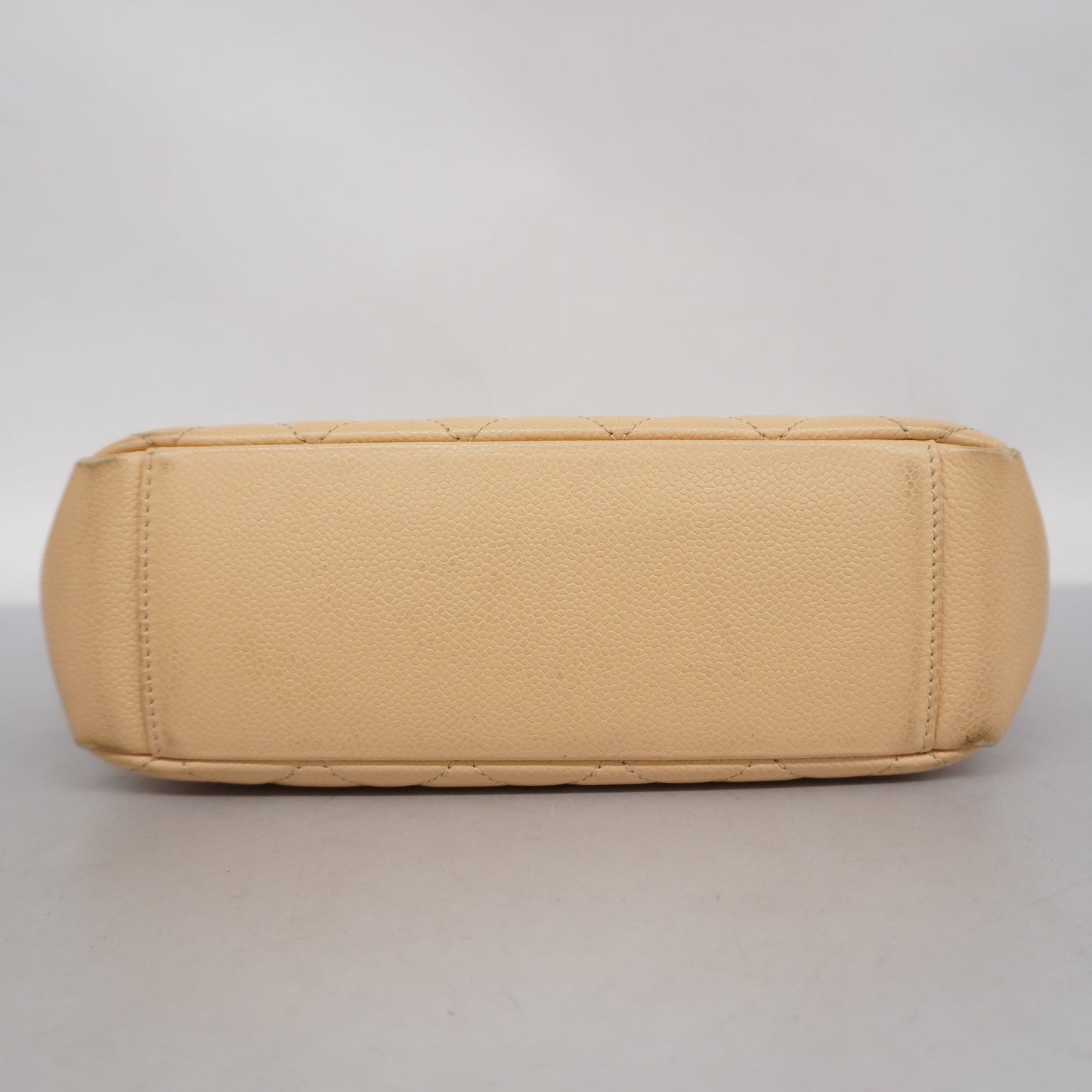 ChanelAuth  Matelasse Chain Shoulder Women's Caviar Leather Tote Bag Beige