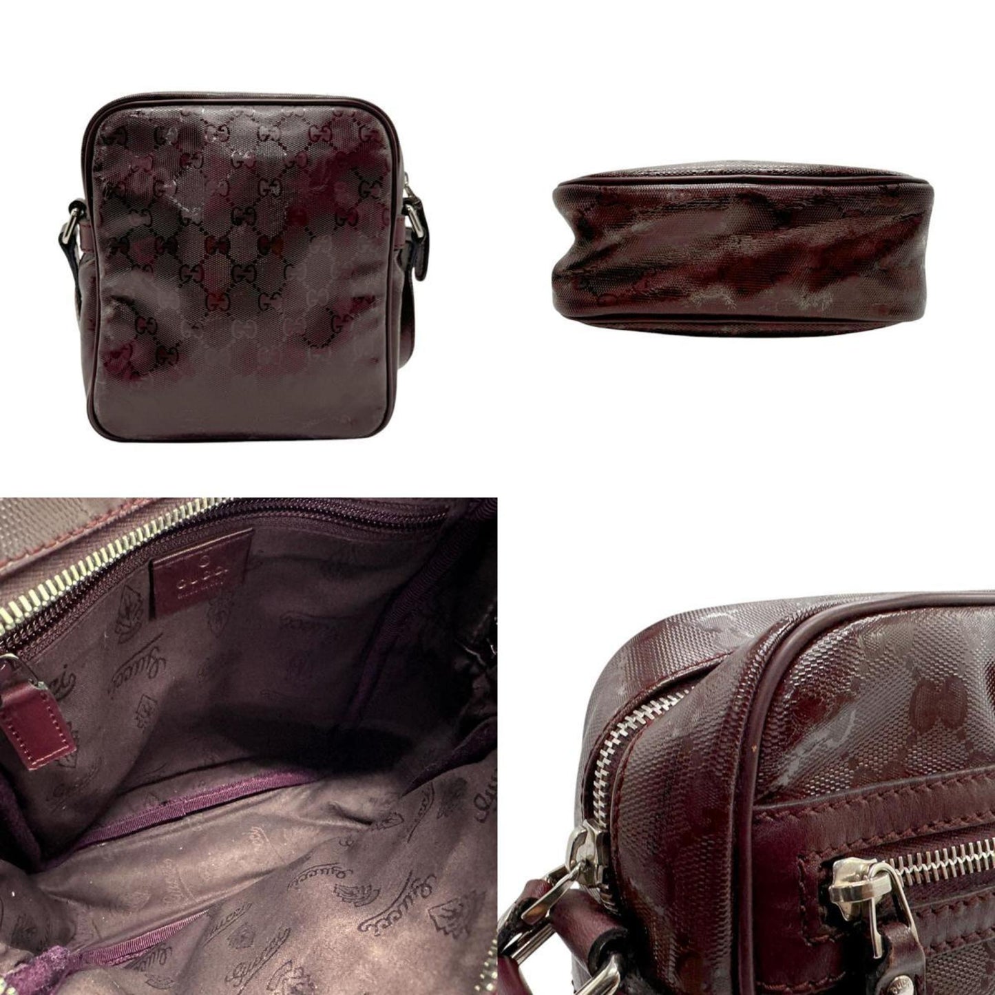 Gucci Gg Imprimé Bordeaux Pvc Shoulder Bag