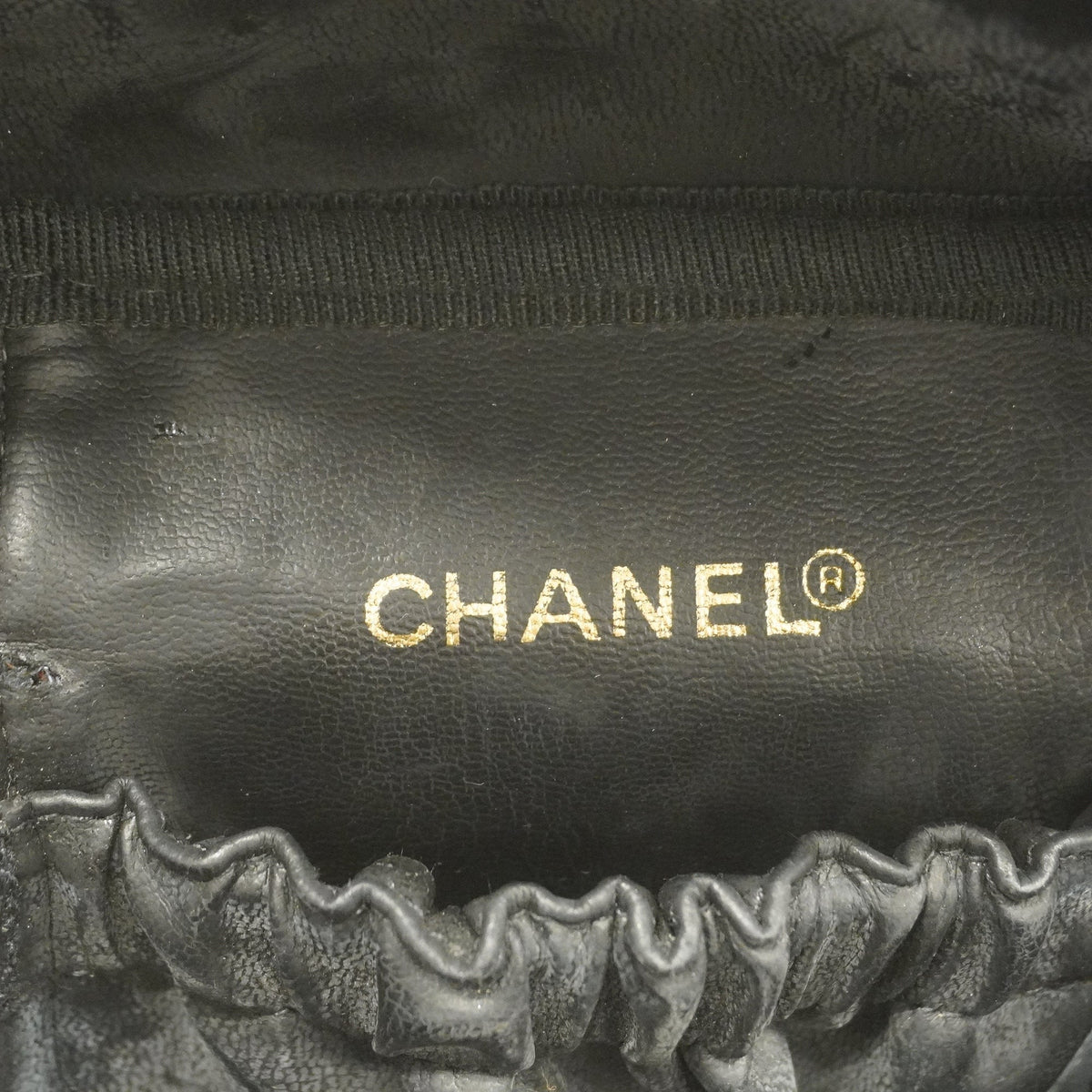 Chanel[3ca0286] Auth  Vanity Bag Bicolore Lambskin Black Gold metal