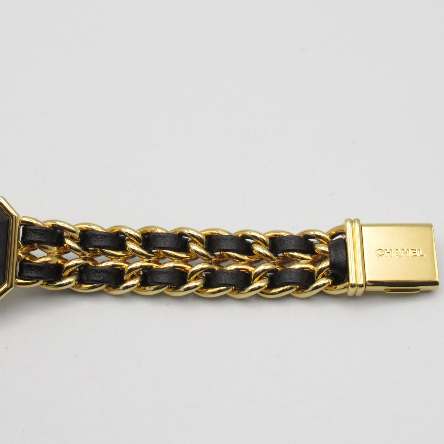 CHANEL Premiere L Wrist Watch H0001 Quartz Black Gold Plated Leather belt H0001