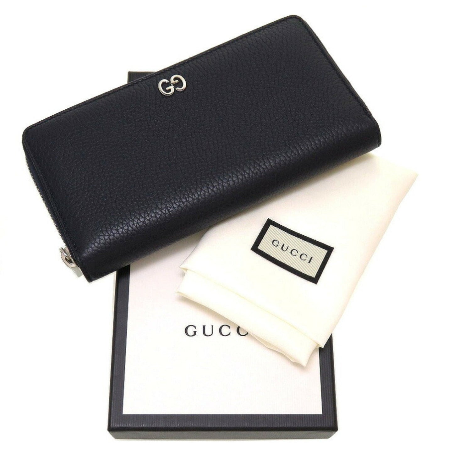 Gucci Navy Leather Long Wallet (Bi-Fold)