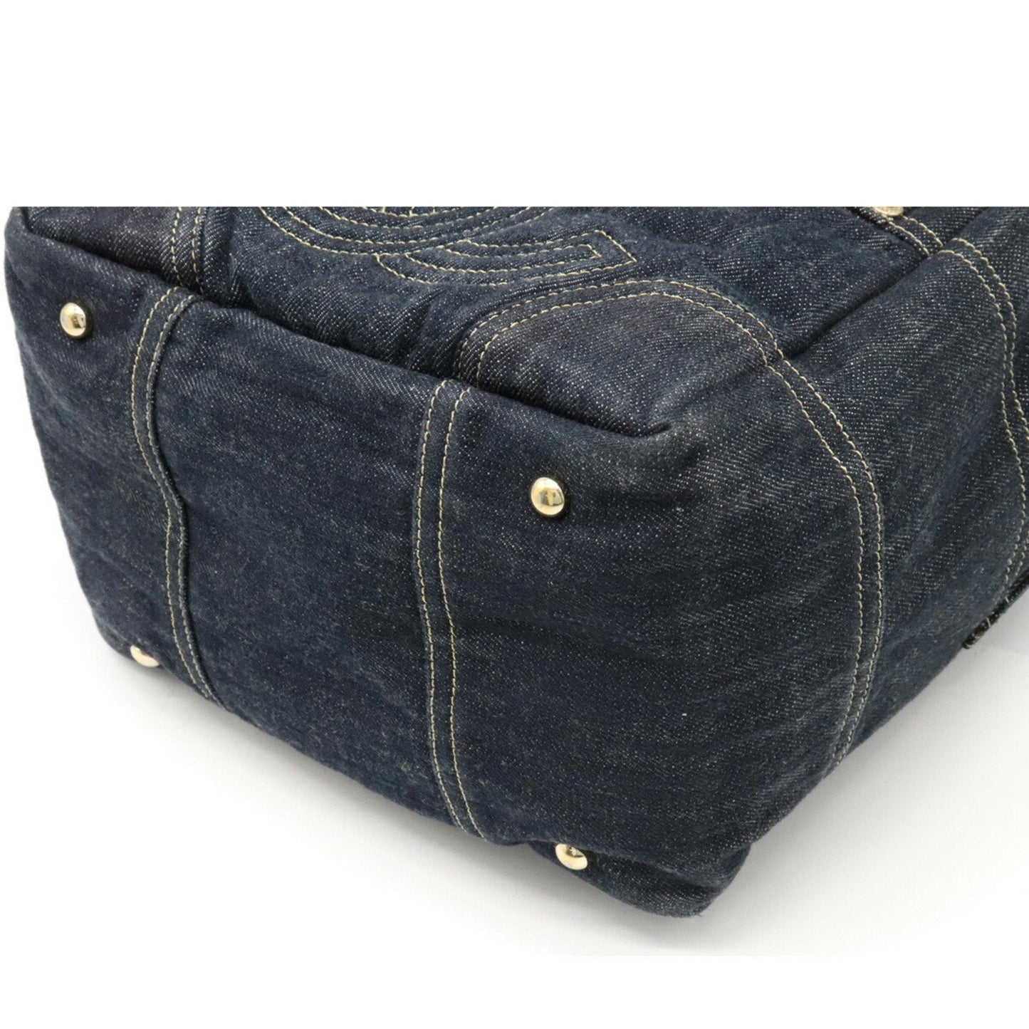 Chanel sparkling here mark tote bag handbag indigo blue dark A31984