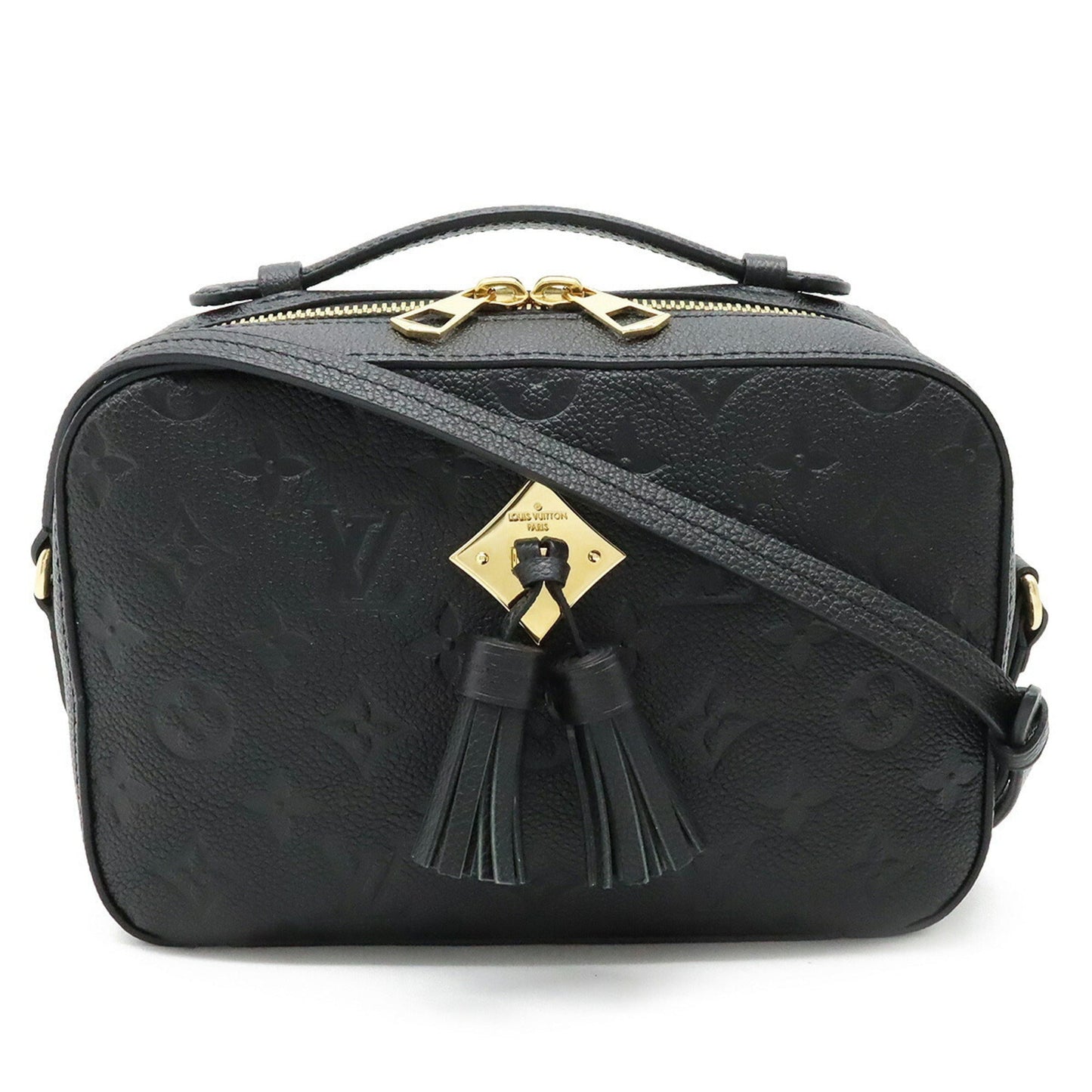 LOUIS VUITTON Monogram Empreinte Saintonges Shoulder Bag Tassel Leather Noir Black M44593