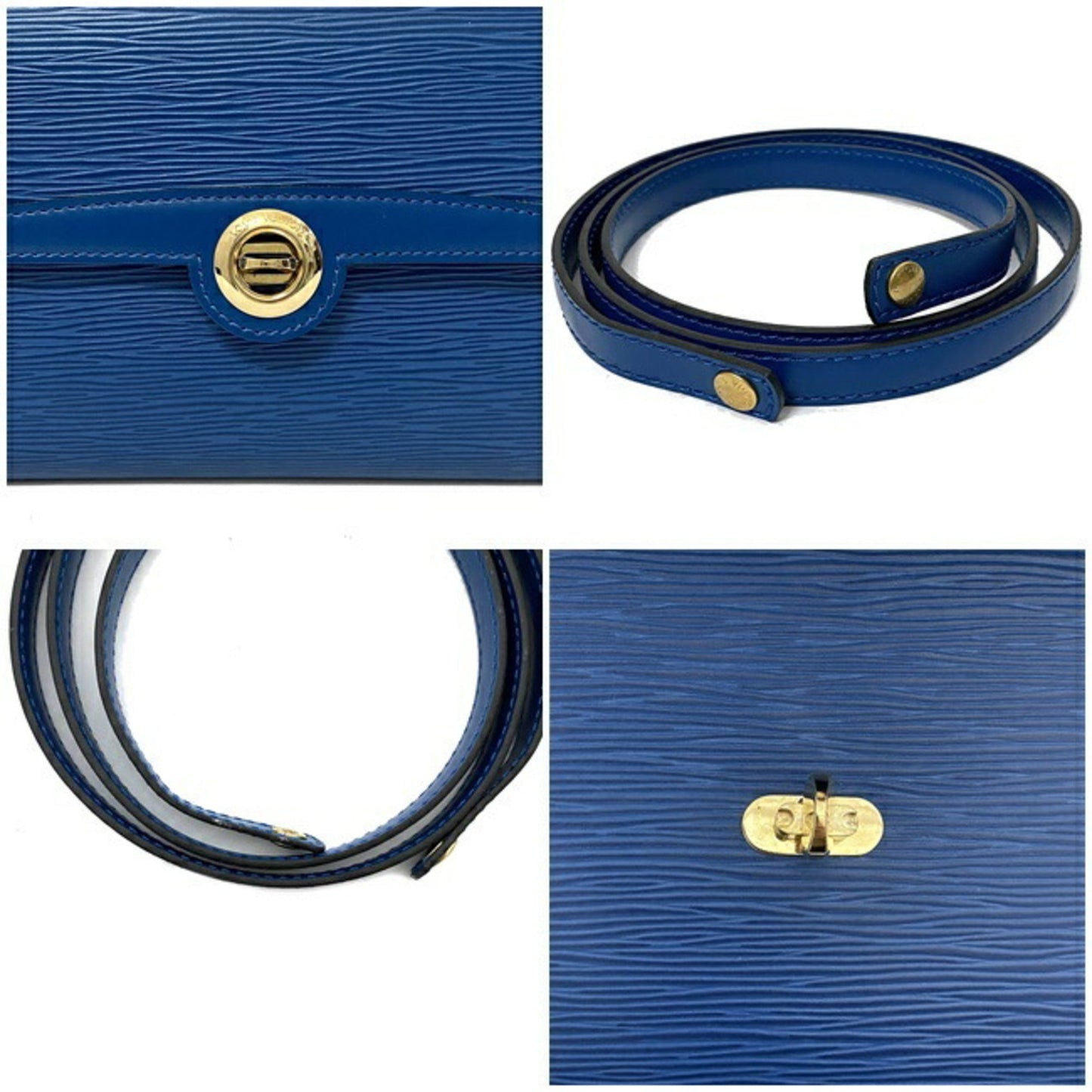 Louis Vuitton Shoulder Bag Arche Blue Toledo Epi M57575 Leather MI0965 LOUIS VUITTON Flap Turn Lock Clutch