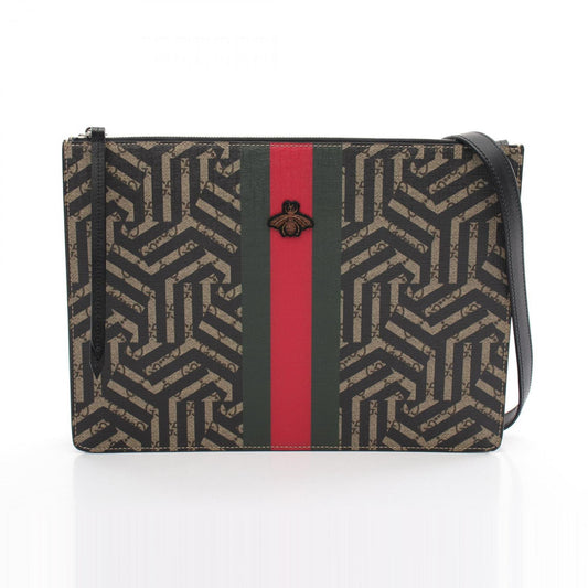 Gucci Beige Multi-Color Coated Canvas Leather Shoulder Bag ()