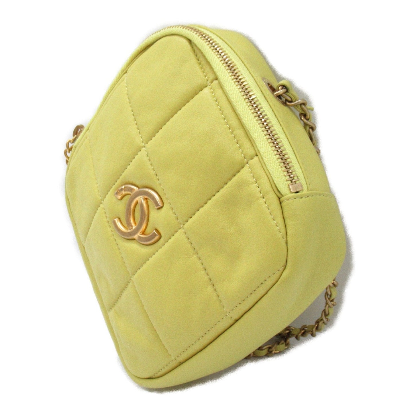 CHANEL Chain Shoulder Bag, Lambskin (Sheepskin), Women's, Yellow