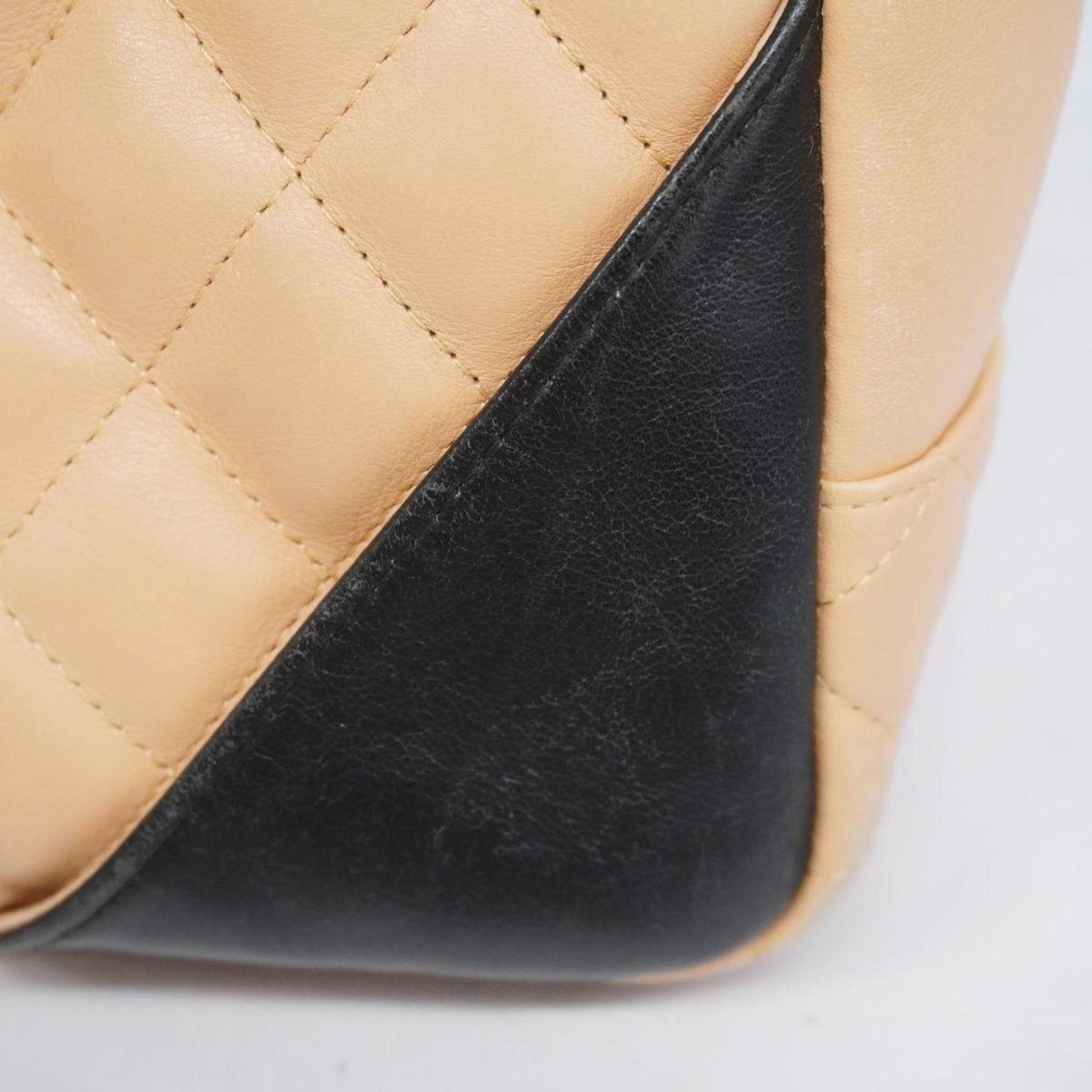 Chanel Shoulder Bag Cambon Lambskin Black Beige Women's