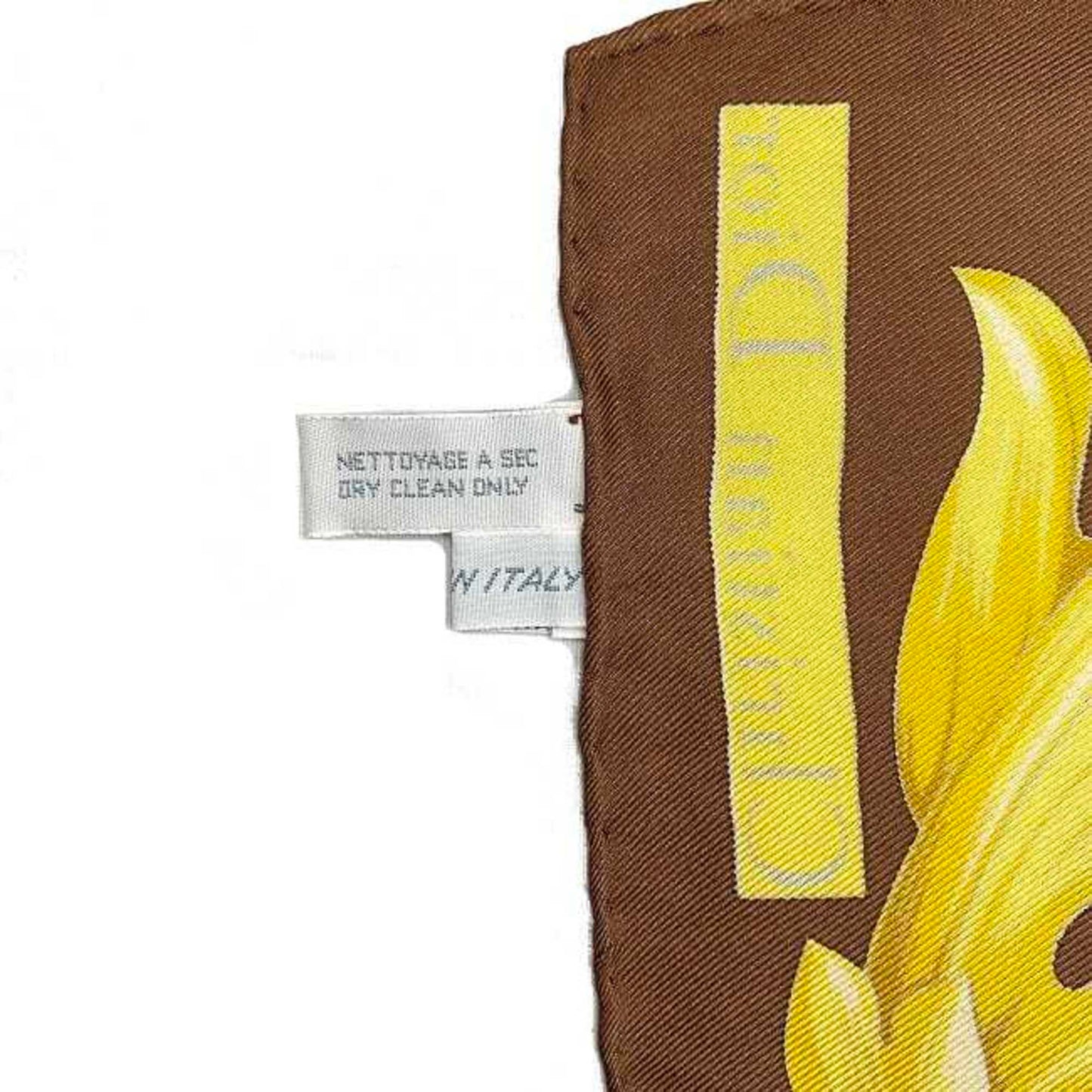 CHRISTIAN DIOR Stole Brown Gold Flower Silk 100% Scarf Muffler