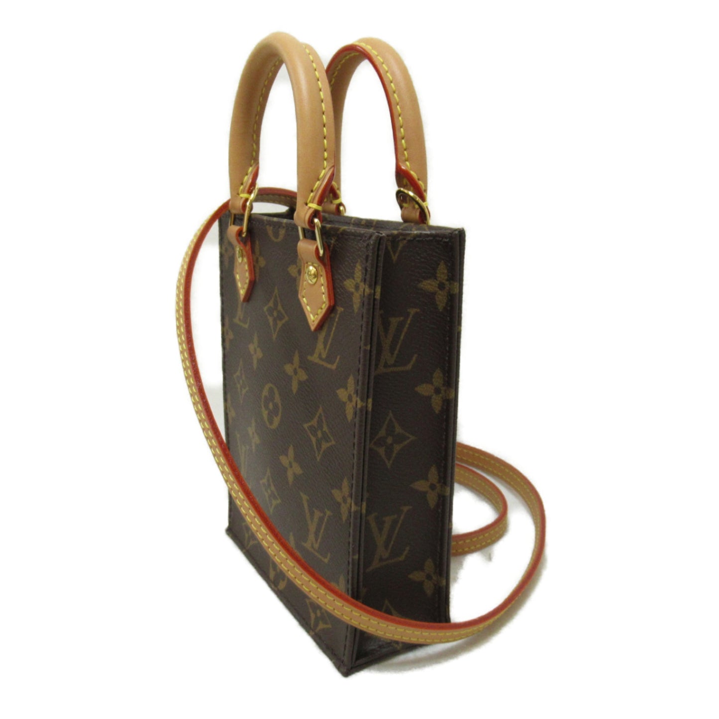 LOUIS VUITTON Petit Sac Plat Shoulder Bag Brown Monogram PVC coated canvas M81295