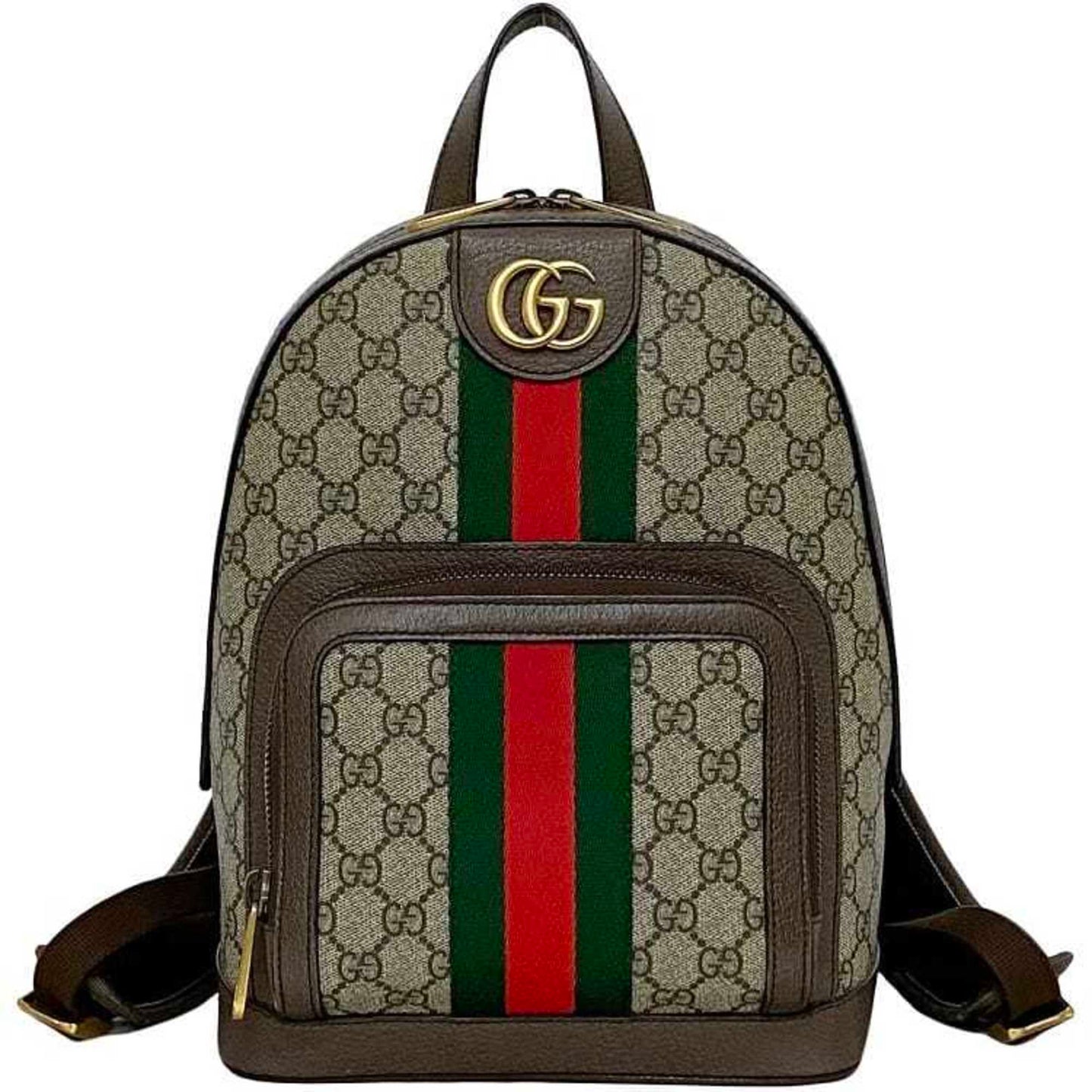 Gucci Beige Brown Green Red Color Pvc Leather Backpack