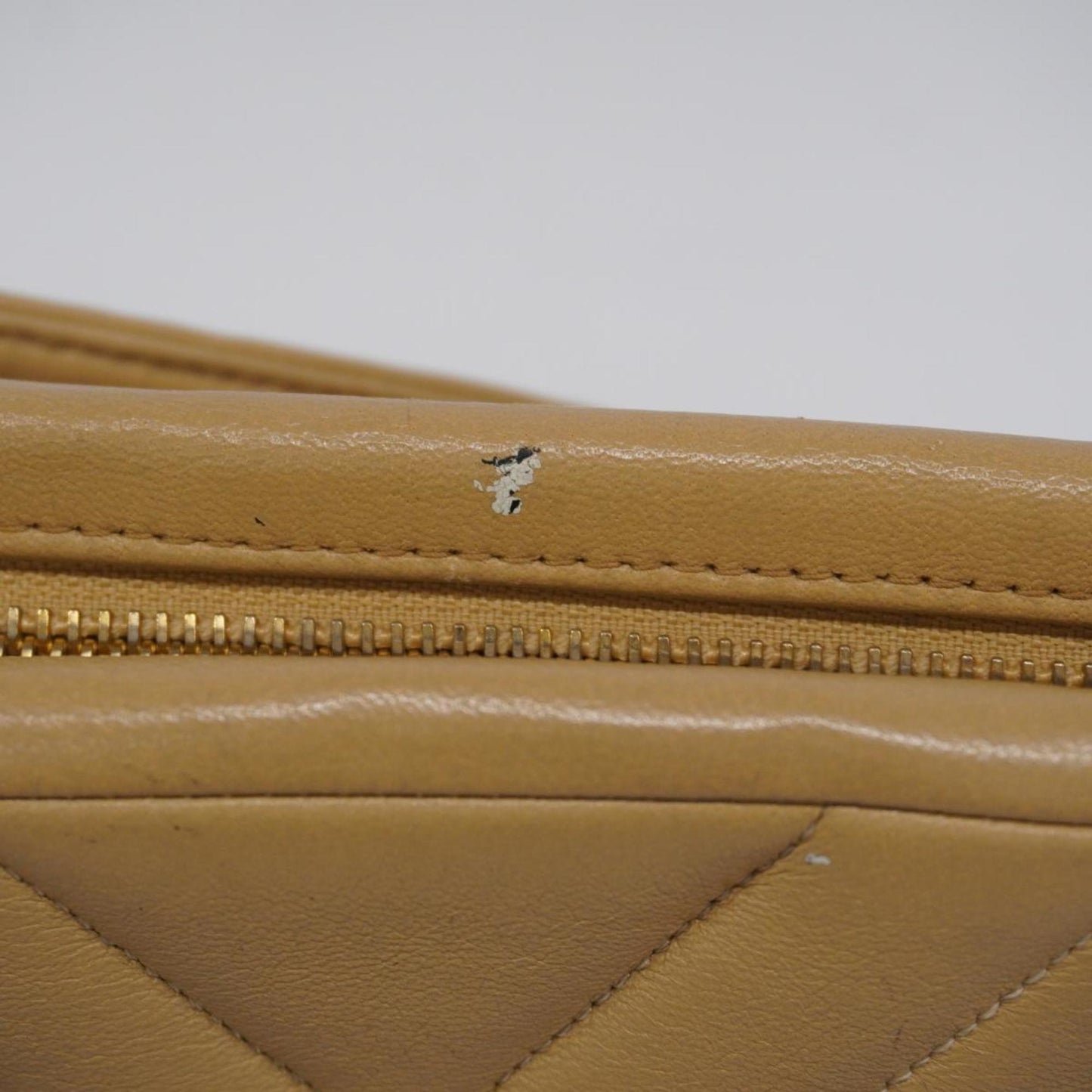 Chanel Shoulder Bag V Stitch Lambskin Beige Women's