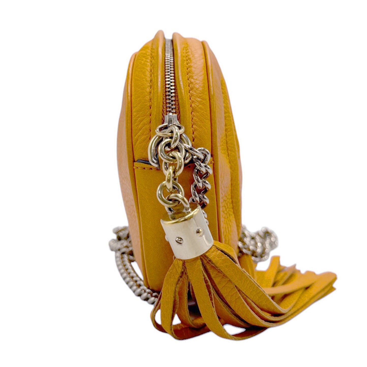 Gucci Gold Orange Metal Leather Shoulder Bag