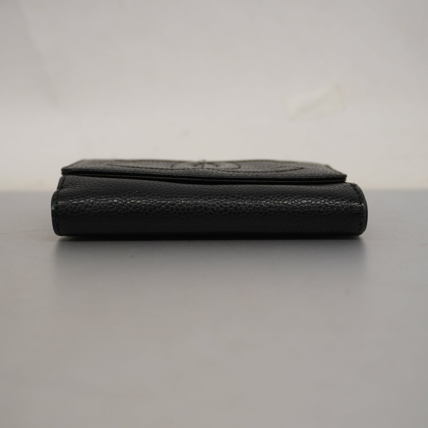 ChanelAuth  Gold Hardware Women's Caviar Leather Wallet [bi-fold] Black