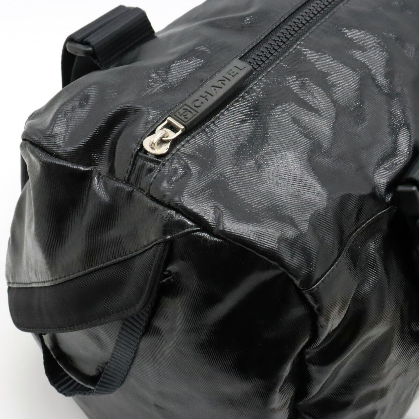 CHANEL Sports Line Coco Mark Shoulder Bag Boston Coated Canvas Black A35980