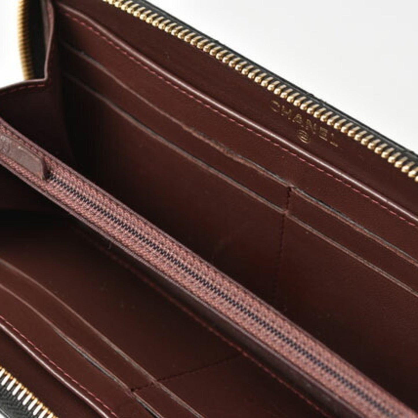 Chanel Wallet A50097  Long Round Zipper Timeless Classic Matelasse Lambskin Black Bordeaux