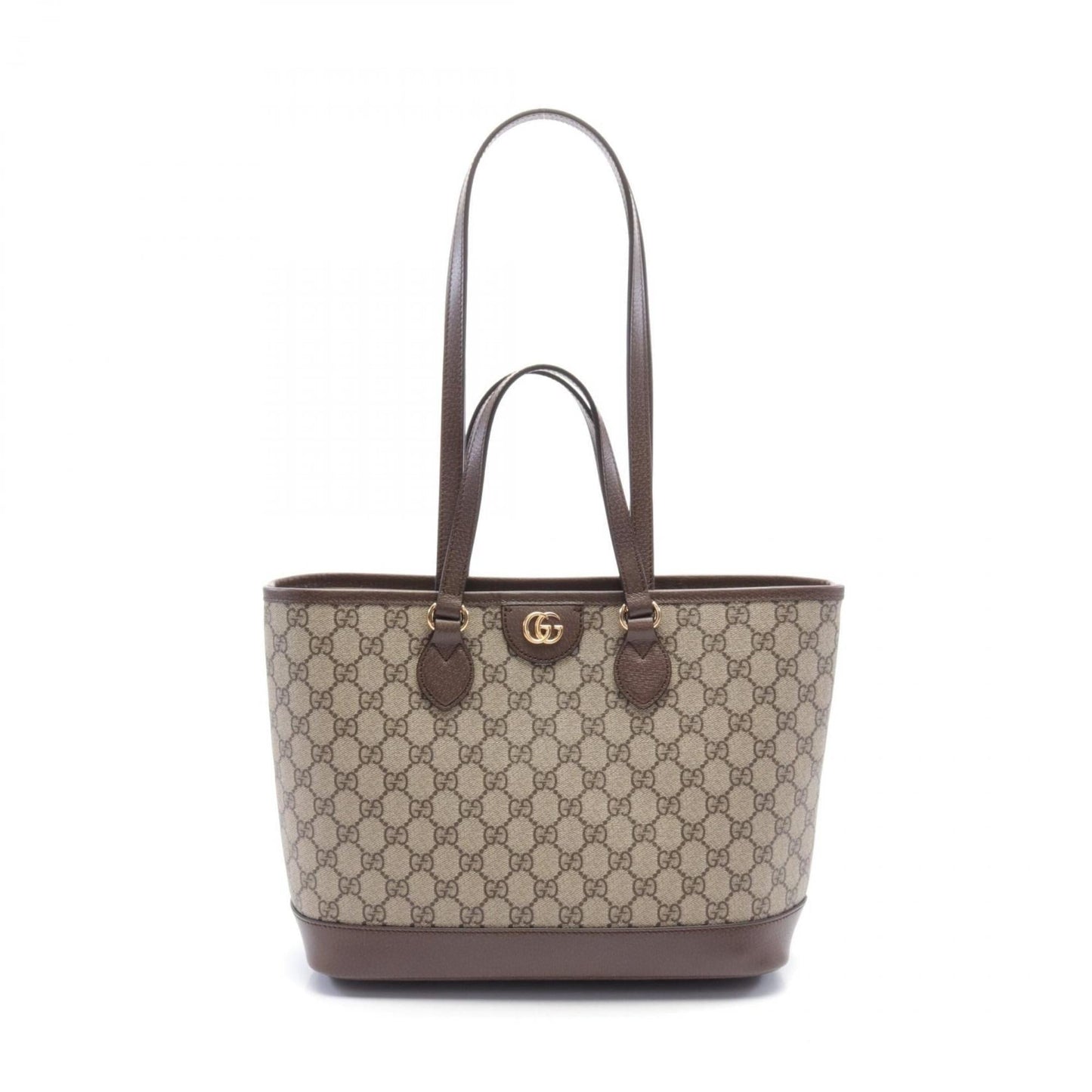 Gucci Beige Brown Pvc Coated Canvas Leather Tote Bag ()