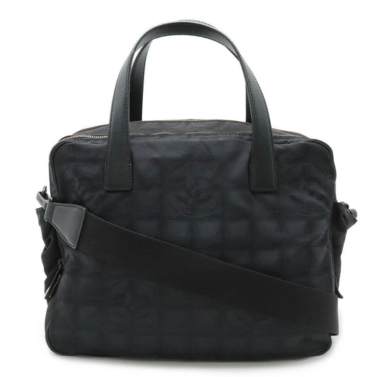 CHANEL New Travel Line Handbag Tote Bag Shoulder Nylon Jacquard Leather Black A15970
