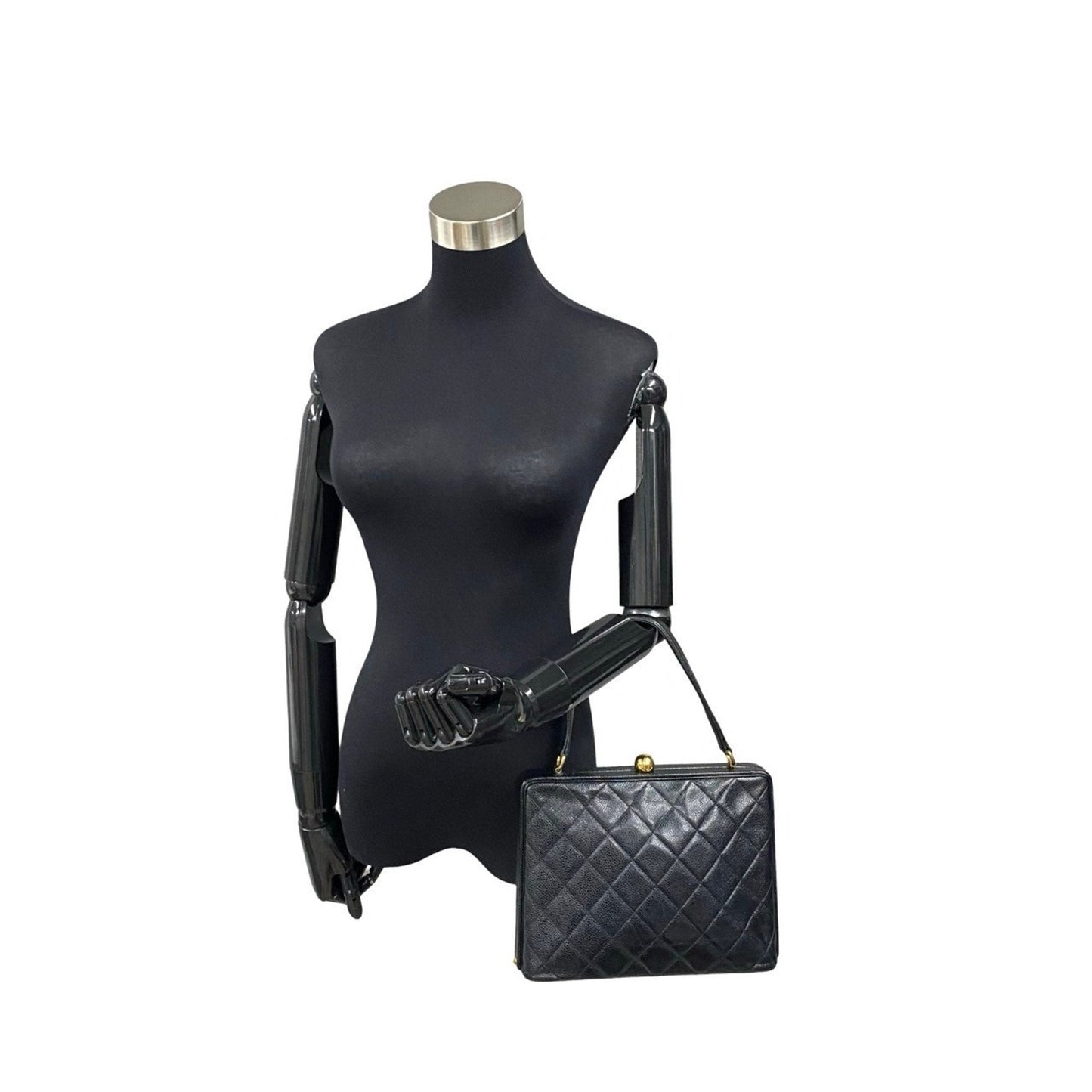 CHANEL Chanel Matelasse Coco Mark Caviar Skin Leather Handbag Tote Bag Black b76-3