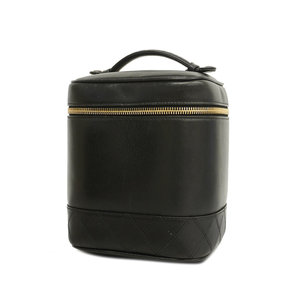Chanel[3ca0286] Auth  Vanity Bag Bicolore Lambskin Black Gold metal