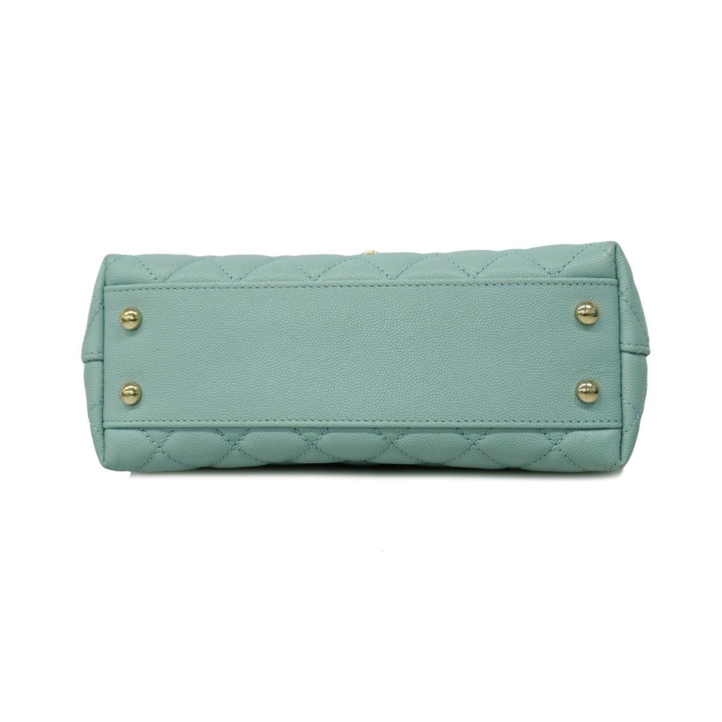 Chanel handbag, Matelasse, Coco handle, chain shoulder, caviar skin, light blue, champagne, women's