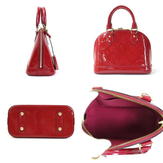 LOUIS VUITTON Handbag Diagonal Shoulder Bag Monogram Verni Alma BB Patent Leather Red Gold Women's