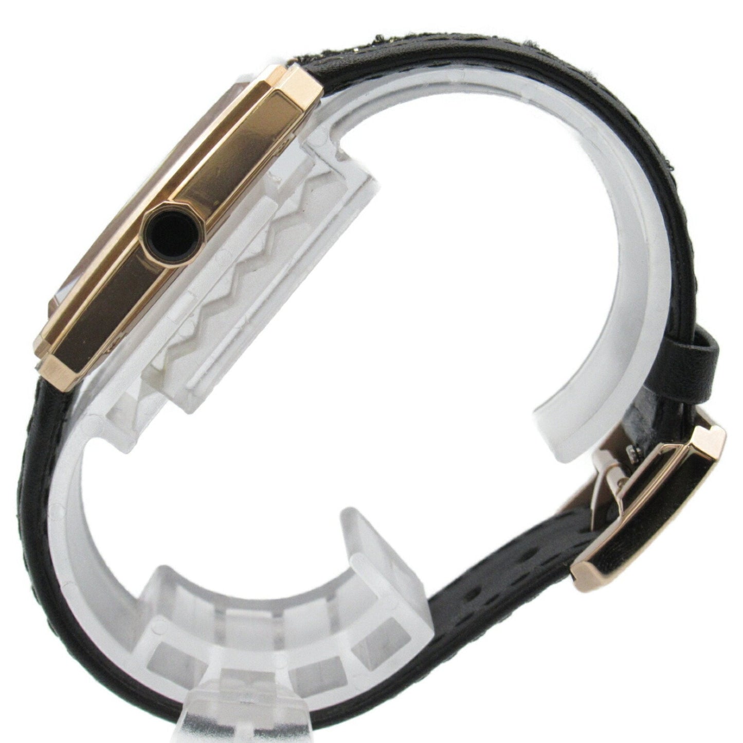 CHANEL Boyfriend Tweedy Strap Watch Leather Belt Beige Gold Women's White Opal H5586