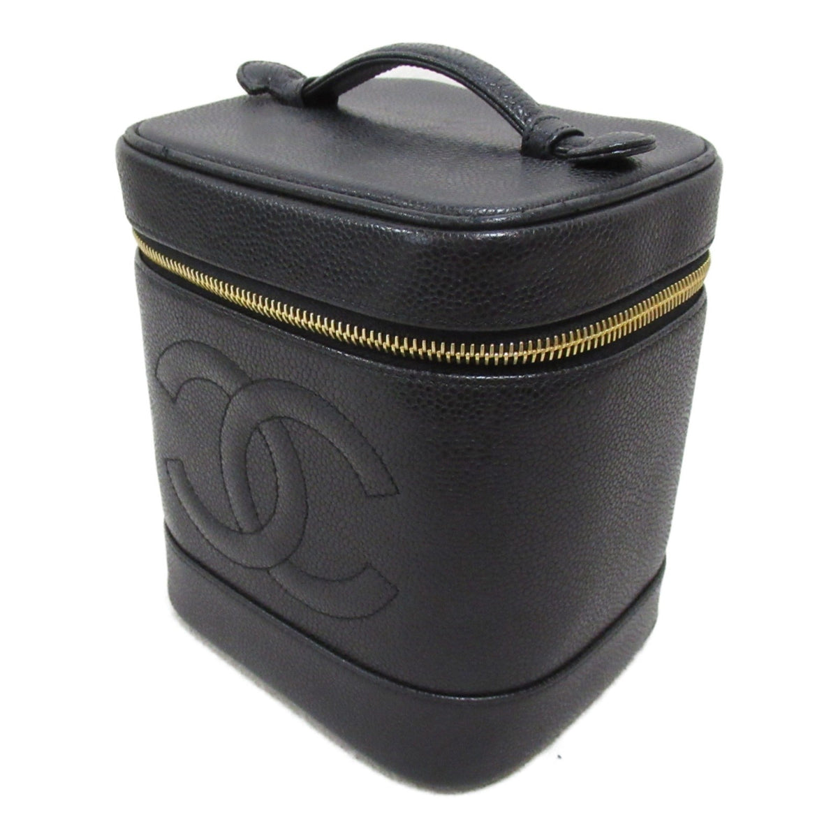 CHANEL Vertical Vanity Handbag Black Caviar Skin (Grained Calf)