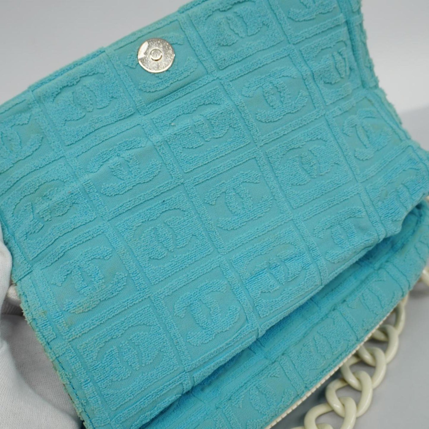 Chanel shoulder bag pile light blue ladies