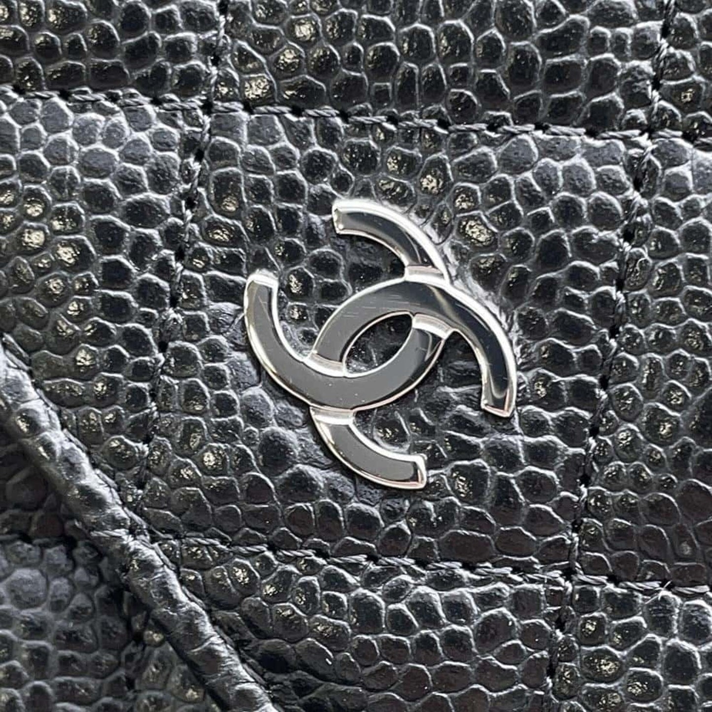 Chanel Chain Wallet Classic Matelasse Coco Mark Caviar Skin AP0250 CHANEL Black