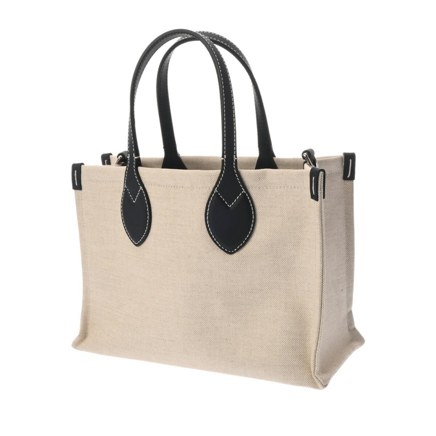 Gucci Beige Navy Canvas Leather Handbag Tote Bag