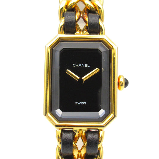 CHANEL Premiere L Wrist Watch H0001 Quartz Black Gold Plated Leather belt H0001