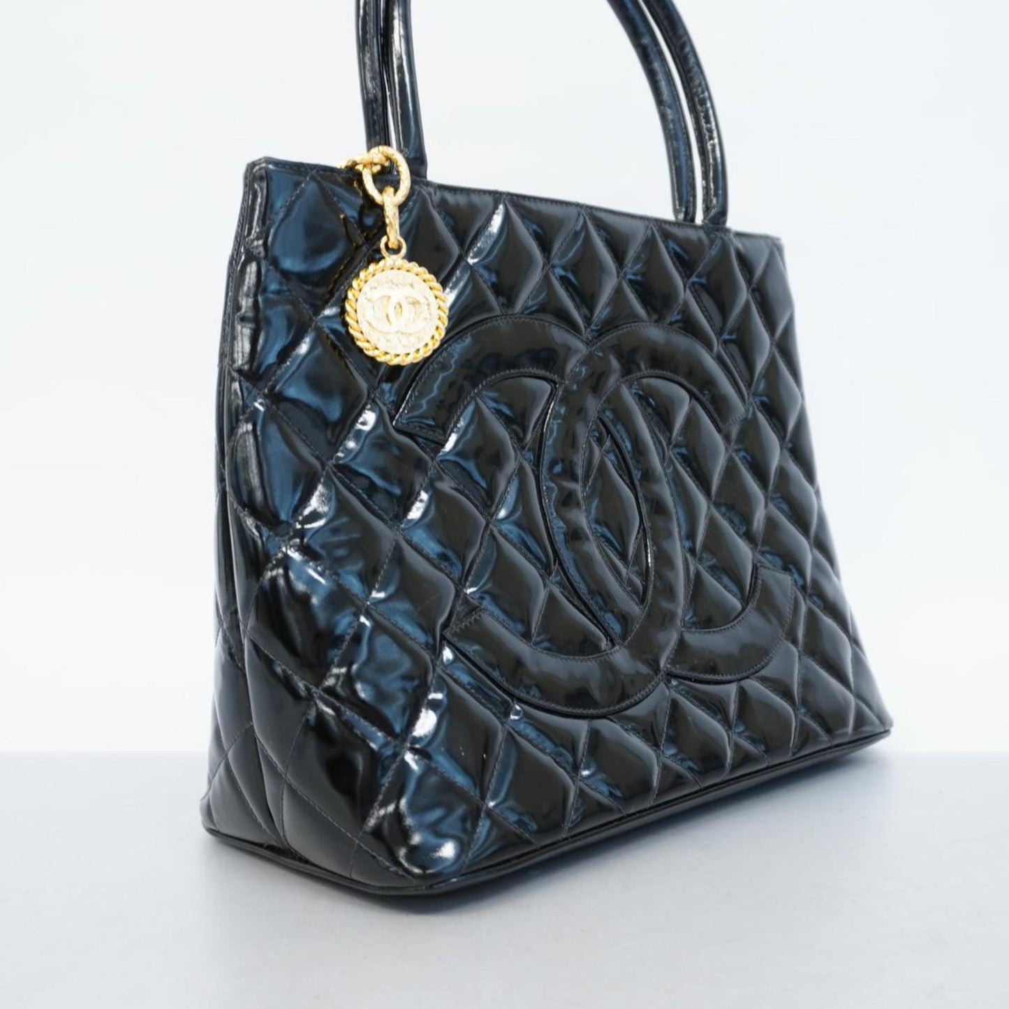Chanel Tote Bag, Reproduction Tote, Patent Leather, Black, Women's