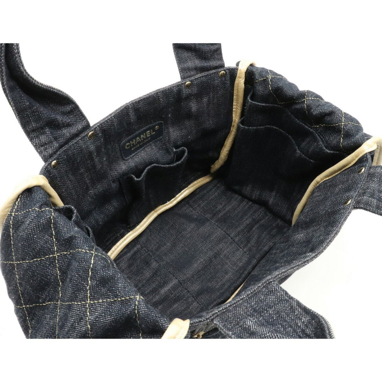 Chanel sparkling here mark tote bag handbag indigo blue dark A31984