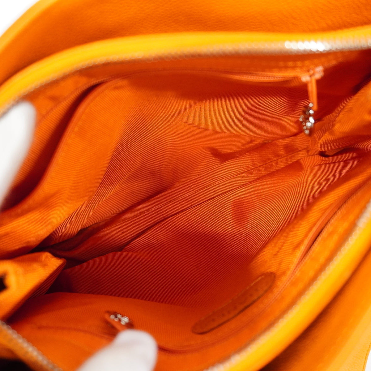 ChanelAuth  Women's Caviar Leather Shoulder Bag Orange