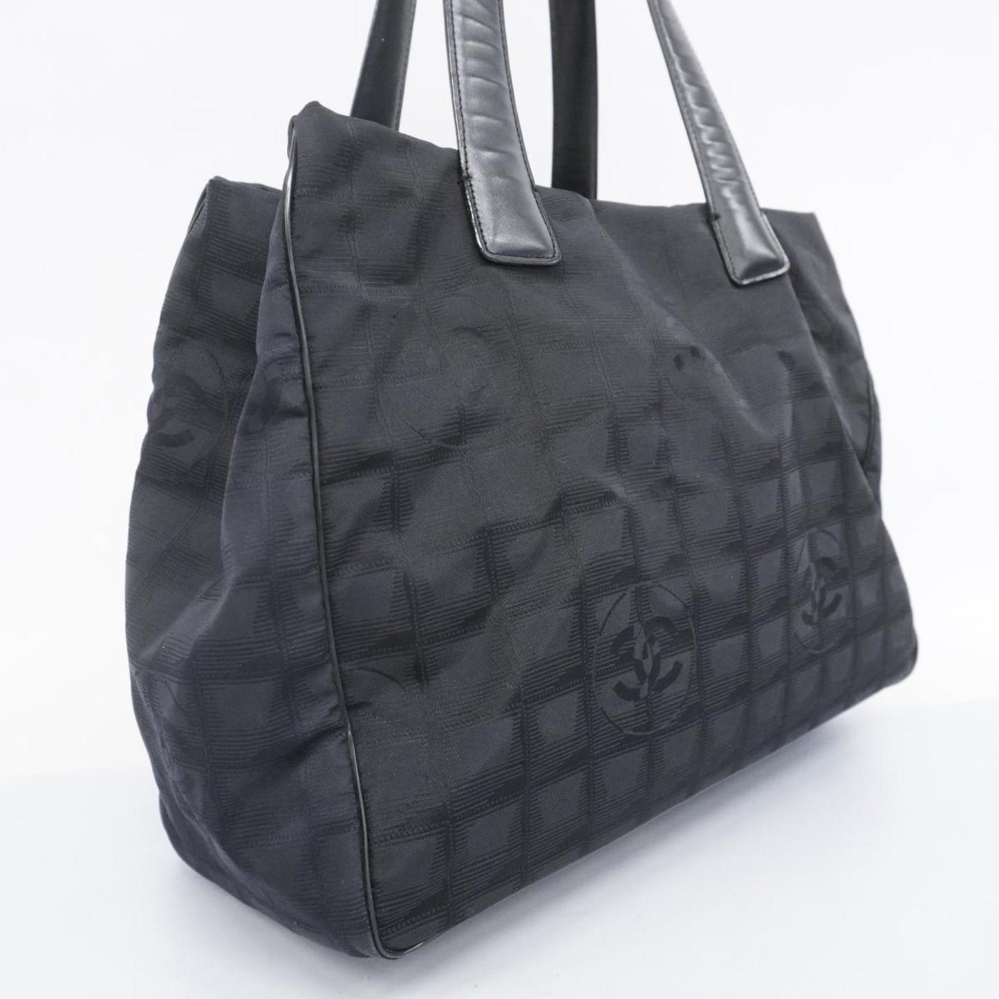 Chanel Tote Bag New Travel Nylon Black Champagne Women's