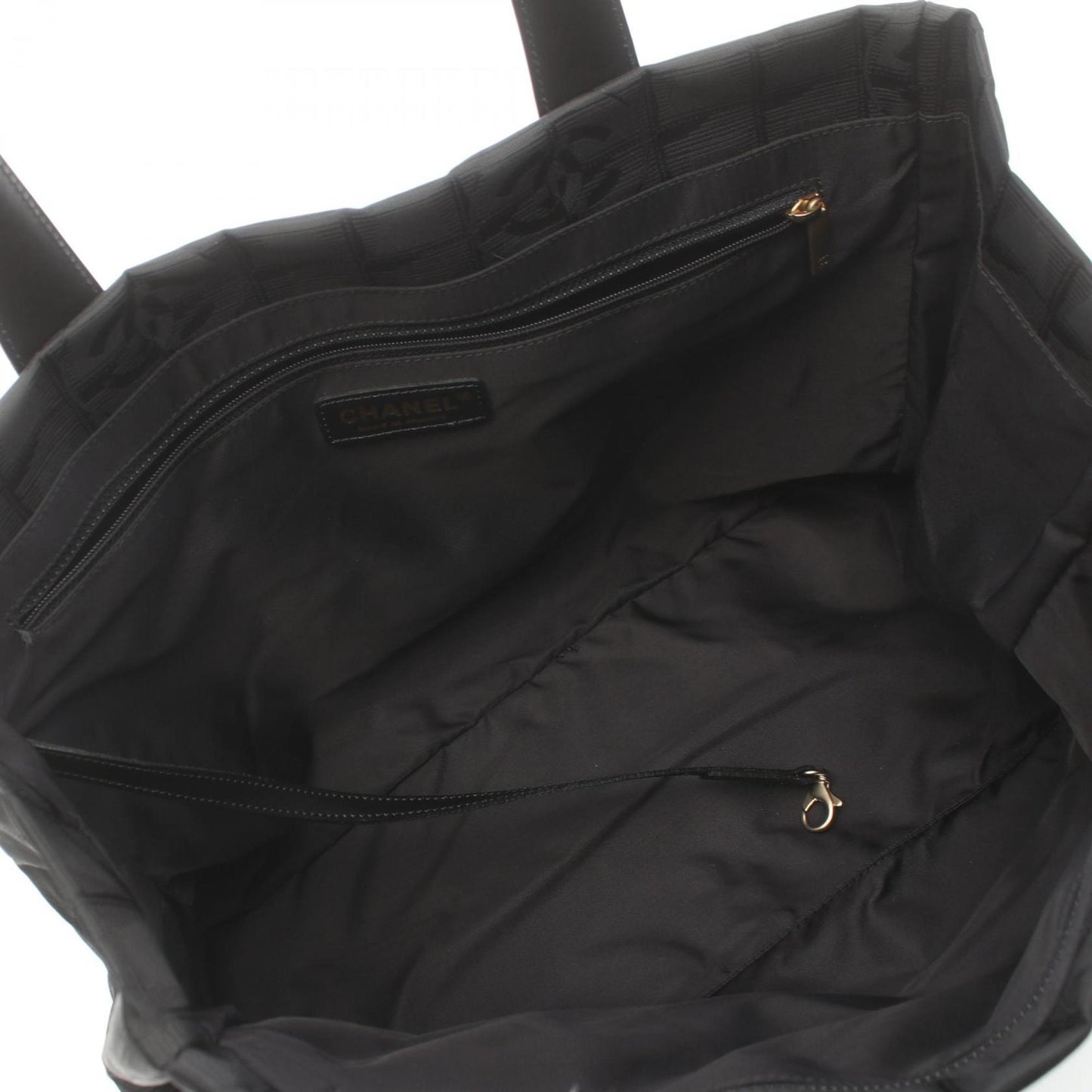 CHANEL New Travel Line MM Tote Bag Leather Nylon Canvas Women's Black A15991