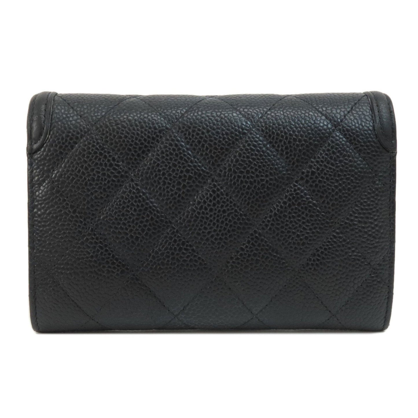 CHANEL Coco Mark Bi-fold Wallet Caviar Skin Women's