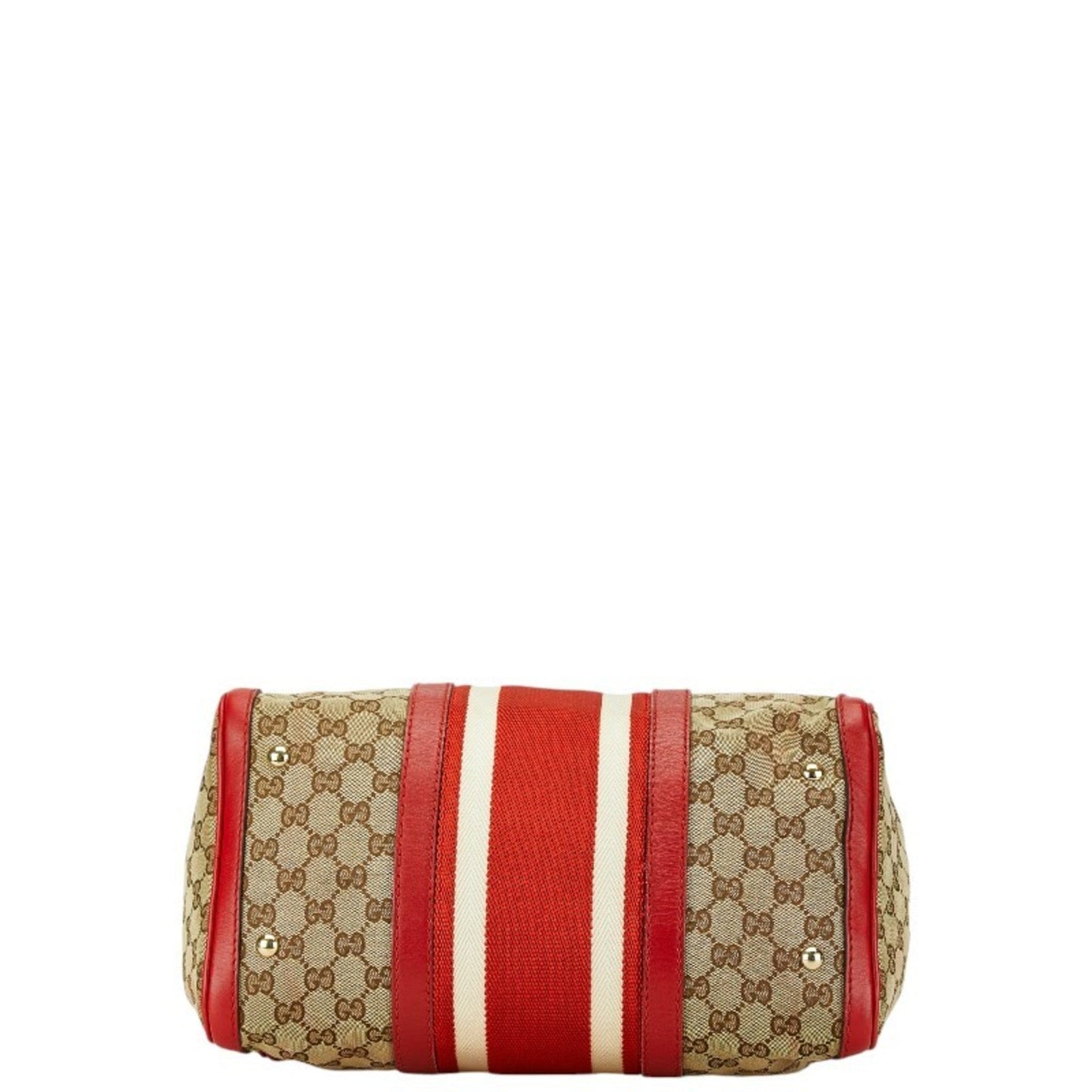 Gucci Beige Red Color Canvas Leather Boston Bag Shoulder Bag