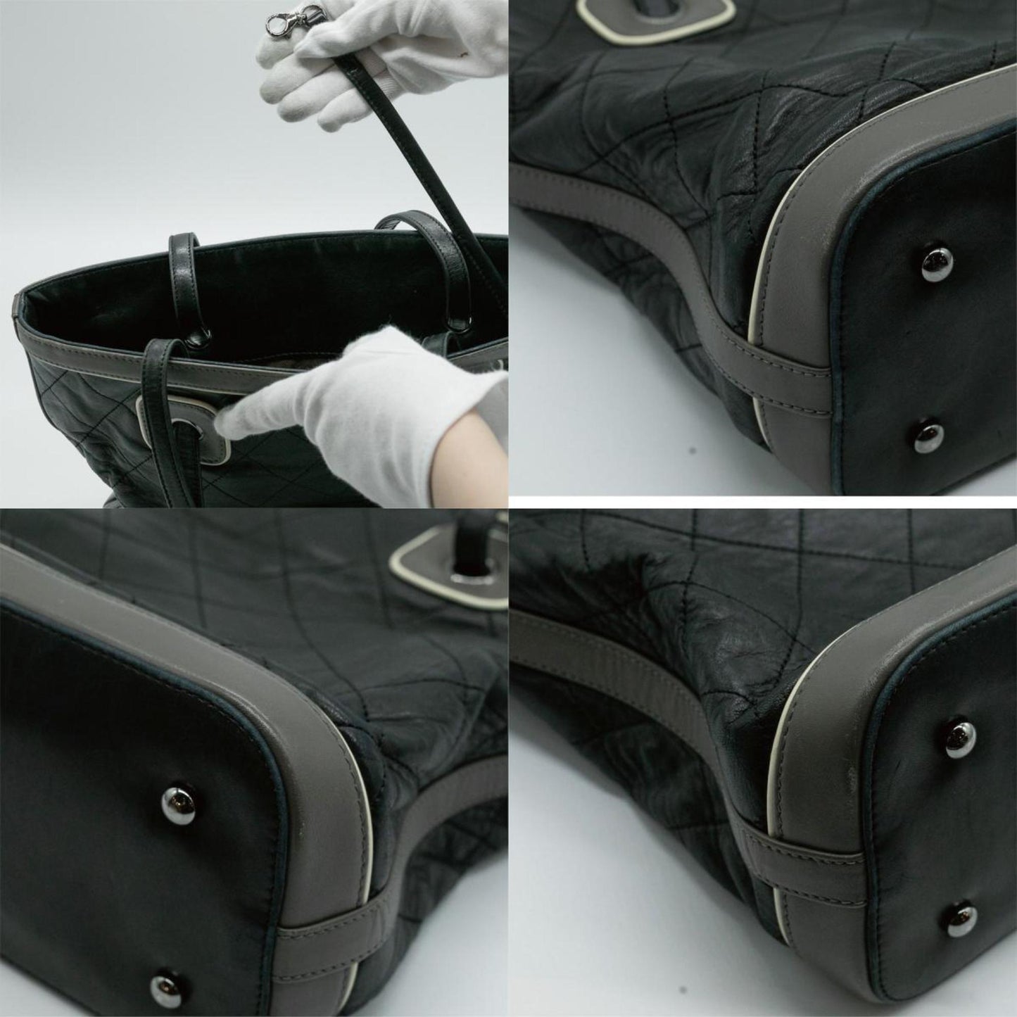 CHANEL Tote Bag Matelasse Coco Mark Lambskin Black Silver Men's Women's A34587 PD62