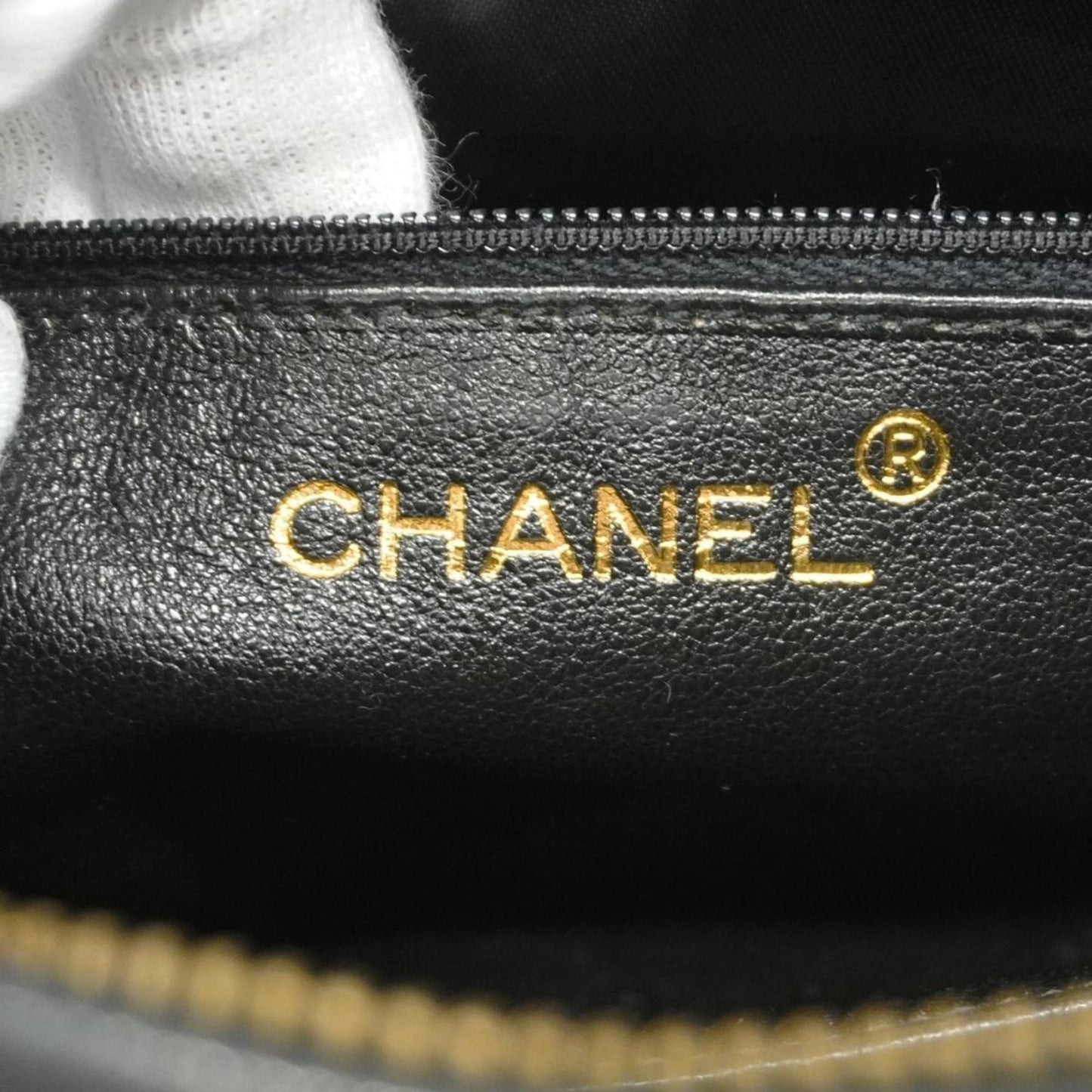 Chanel Shoulder Bag with V-stitching, Lambskin, Black, Women's