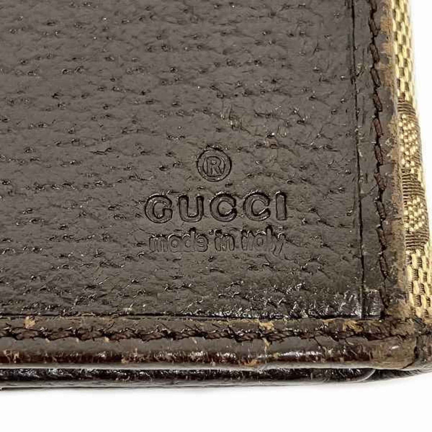 Gucci Beige Brown Canvas Leather Long Wallet (Bi-Fold)