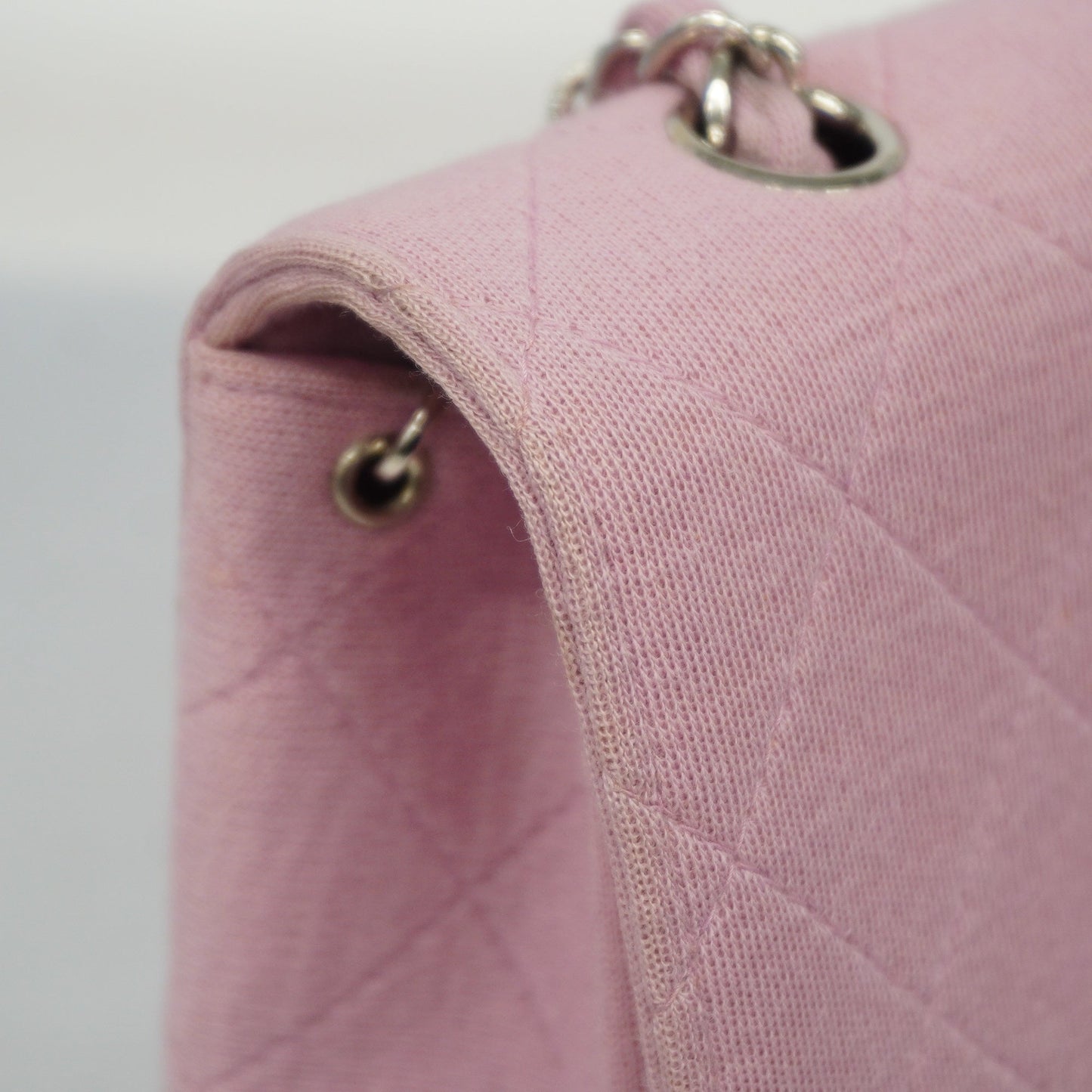 Chanel shoulder bag matelasse single chain cotton pink silver metal