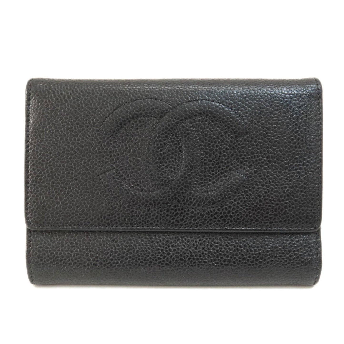 Chanel Coco Mark Bi-fold Wallet Caviar Skin Women's