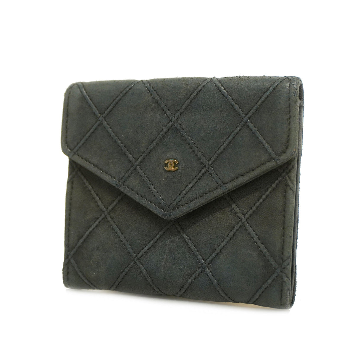 ChanelAuth  Bicolor Gold Metal Fittings Lambskin Coin Purse/coin Case Black