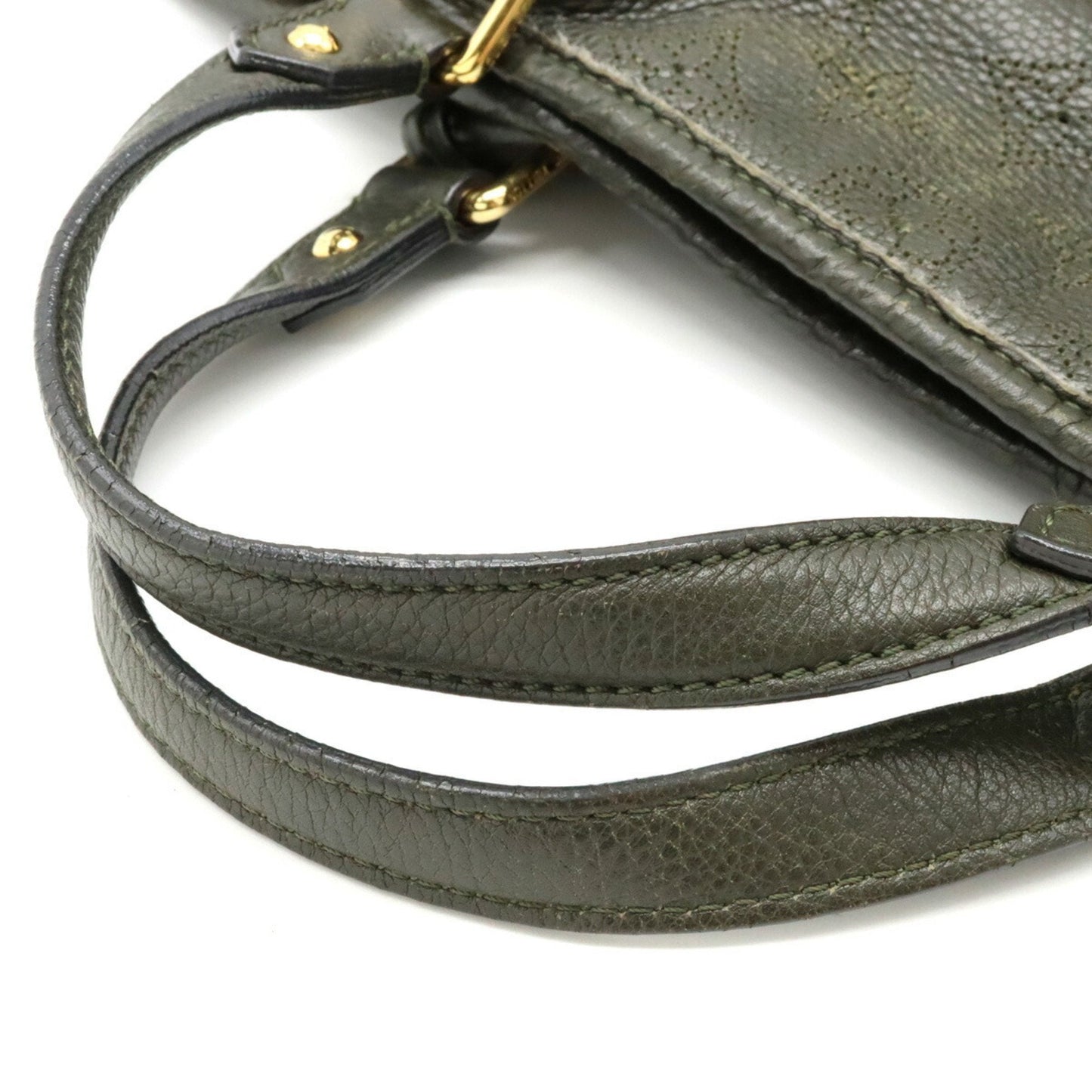 LOUIS VUITTON Monogram Mahina Stella PM Tote Bag Shoulder Calf Leather Khaki M93823