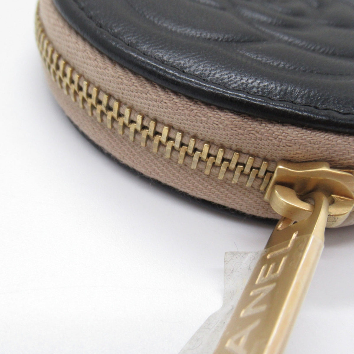 CHANEL Pouch Black Beige Lambskin (sheep leather)