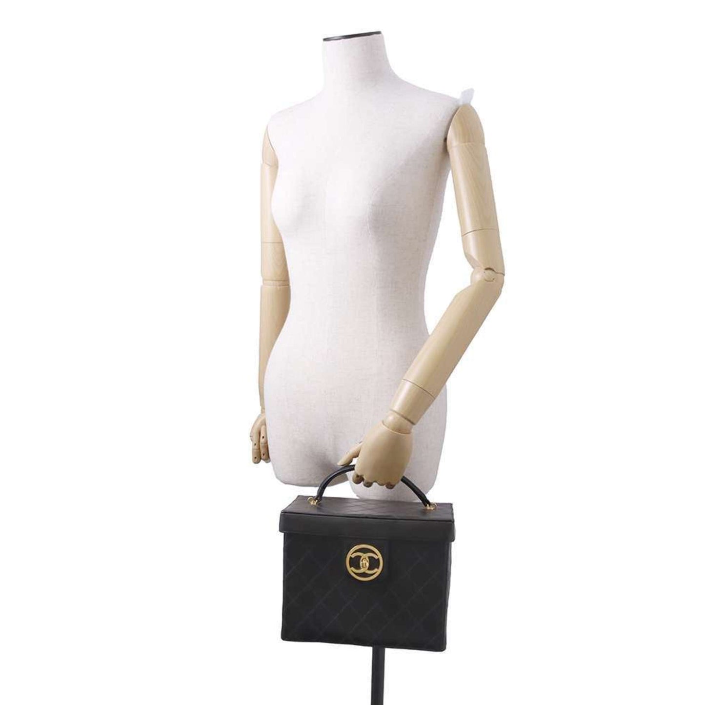 Chanel Vanity Bag Matelasse Coco Mark Bicolor Lambskin CHANEL 2way Shoulder Hand Black