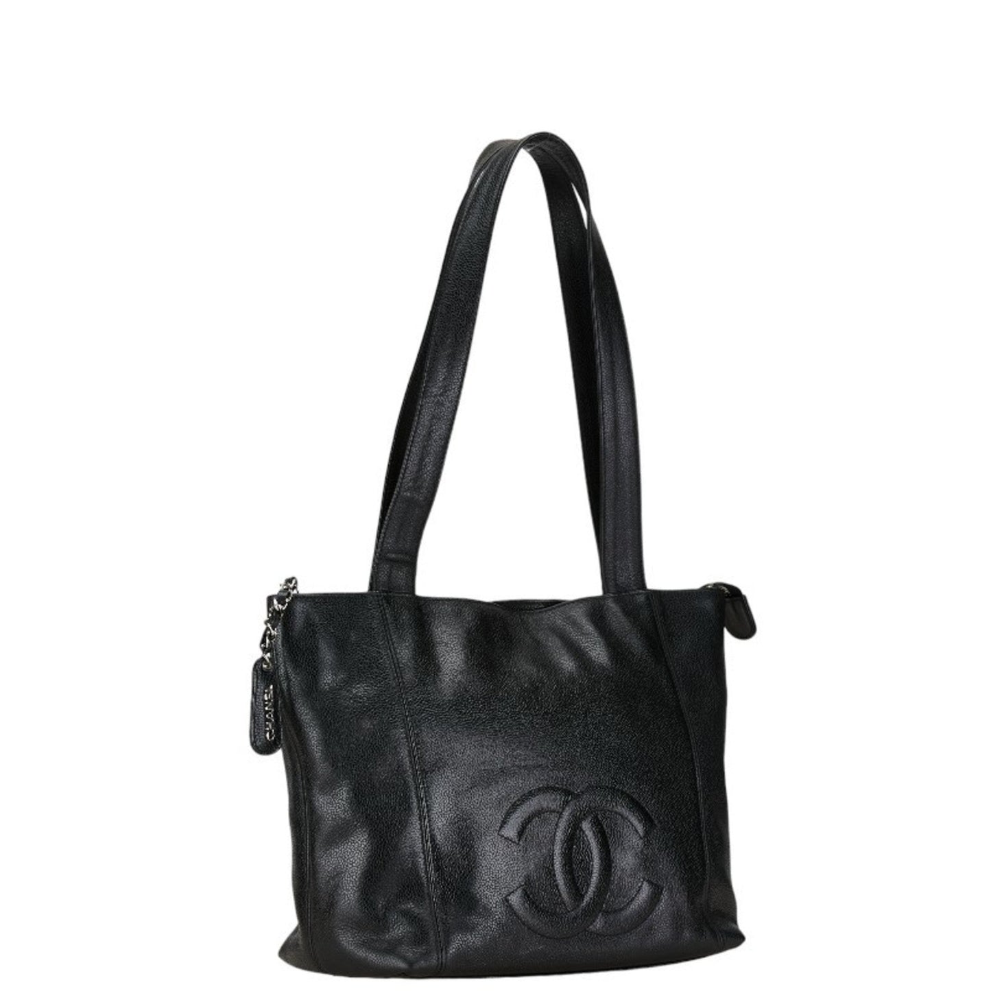 Chanel Coco Mark Tote Bag Shoulder Black Caviar Skin Women's CHANEL